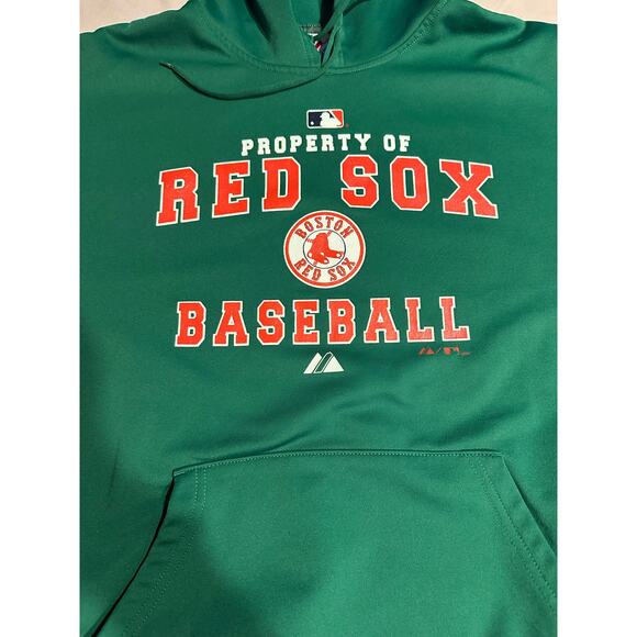 Boston Red Sox Hoodie Large Green Therma Base Majestic MLB Sweatshirt Baseball - Picture 5 of 9